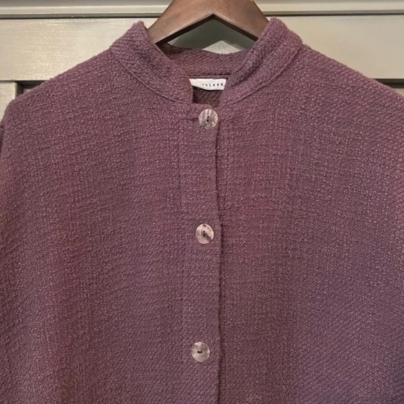 Bryn Walker Linen Cotton Textured Button Front Jacket Purple Boxy Size Medium - Picture 3 of 7